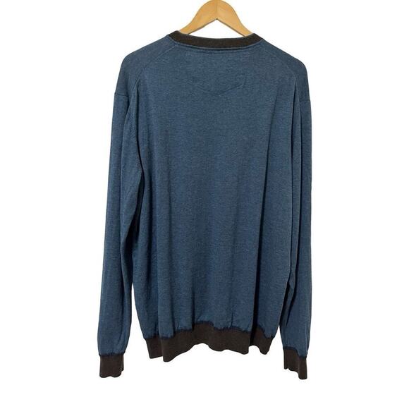 Robert Graham Mens V-Neck Merino Wool Blend Sweater Size 3XL Blue Classic Office - Picture 2 of 7